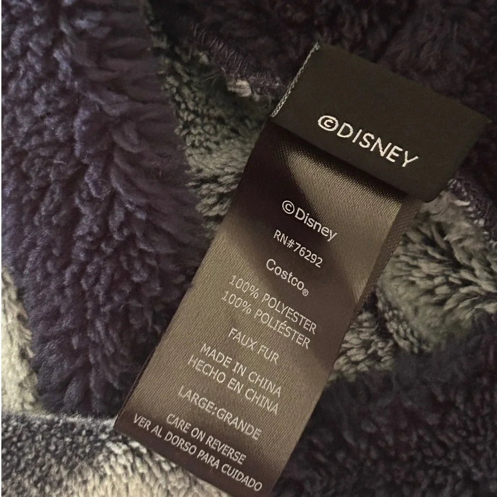 Disney Mickey Mouse Faux Fur Fleece Hooded Lounge Dress Grey Navy Large